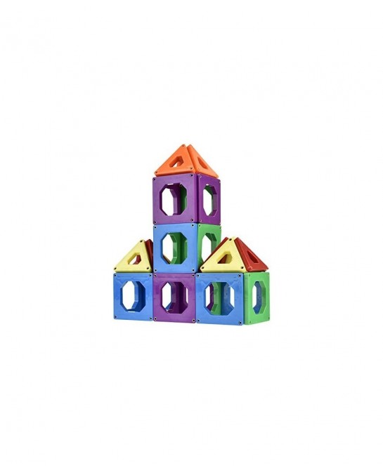 CONNECTIX Magnetic Building Tiles | Kid-Powered Learning | STEM Toy | Set of 30 Magnetic Squares and Triangles in 6 Colors | ...