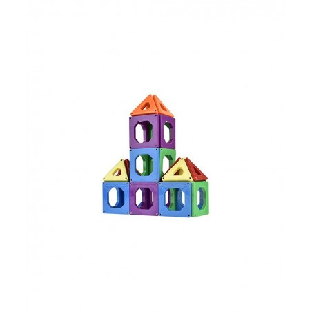 CONNECTIX Magnetic Building Tiles | Kid-Powered Learning | STEM Toy | Set of 30 Magnetic Squares and Triangles in 6 Colors | ...