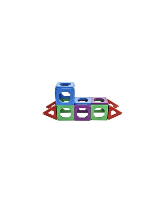 CONNECTIX Magnetic Building Tiles | Kid-Powered Learning | STEM Toy | Set of 30 Magnetic Squares and Triangles in 6 Colors | ...