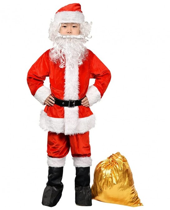 Children's Santa Claus Suit 8pc. Boys Child Velvet Christmas Costume for Kids Halloween Christmas Cosplay Fancy Party $28.82 ...