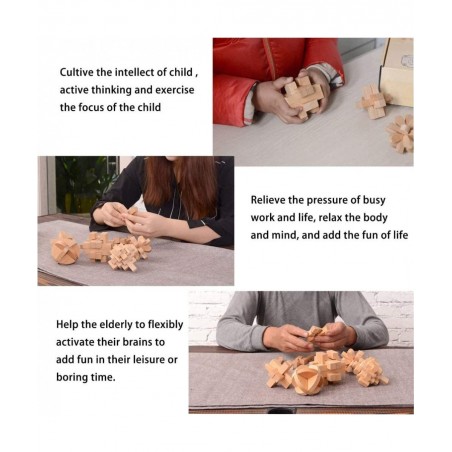 Brain Teaser Puzzle 20Pcs Unlock Interlock Game IQ Test Wooden Toy 3D Unlock Interlock Puzzle Magic Ball Brain Teaser Toy Puz...