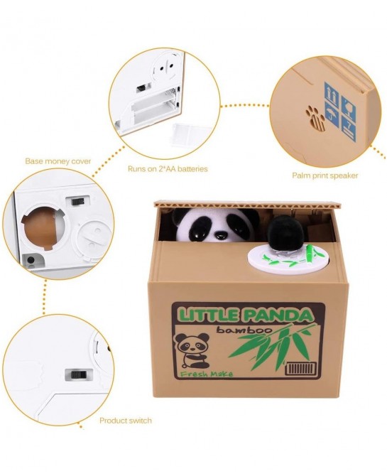 Stealing Piggy Bank Automatic Stole Coin Piggy Bank Money Saving Box Coin Bank (Panda) $25.48 Kids' Money Banks