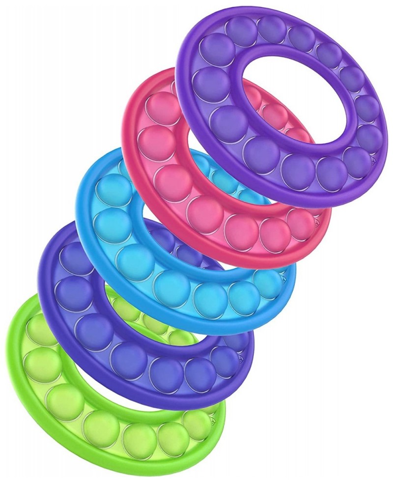 Pop It Fidget Toy (5 Pack) Sensory Push Bubble Circle Pop Its for Stress Relief/ Anxiety/ ADHD/ Autism Popit for Adults and K...