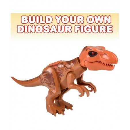 Roaring T-rex Dinosaur Toy for Kids Build Your Own Dinosaur Block Figure Features Sounds and Includes Assembly Instructions D...