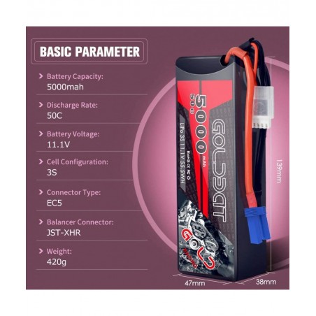 5000mAh 3S 11.1V 50C LiPo RC Battery Pack Hard Case with EC5 Connector for E-maxx Axial RC Car Truck Buggy Truggy (1 Pack) $4...