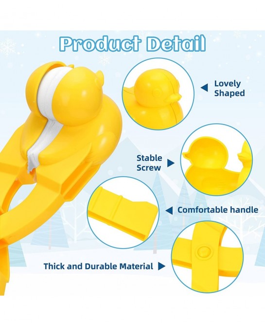 4PCS Snowball Maker for Kids Outdoor Snow Toy Kit Snowball Maker Tools with Drawstring Bag Duck Dinosaur Snowflake Snowman Mo...