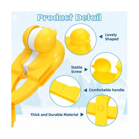 4PCS Snowball Maker for Kids Outdoor Snow Toy Kit Snowball Maker Tools with Drawstring Bag Duck Dinosaur Snowflake Snowman Mo...
