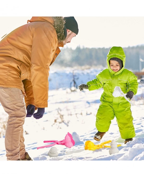 4PCS Snowball Maker for Kids Outdoor Snow Toy Kit Snowball Maker Tools with Drawstring Bag Duck Dinosaur Snowflake Snowman Mo...