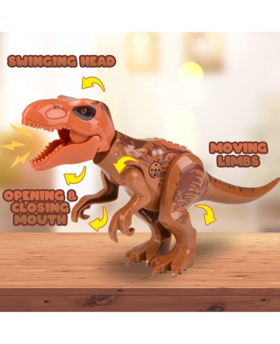 Roaring T-rex Dinosaur Toy for Kids Build Your Own Dinosaur Block Figure Features Sounds and Includes Assembly Instructions D...