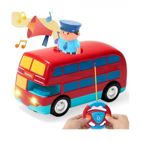 Cartoon Remote Control Cars School Bus RC Radio Remote Control Toys Car School Bus for Toddles Kids Boys Girls 3 4 5 6 7 Year...