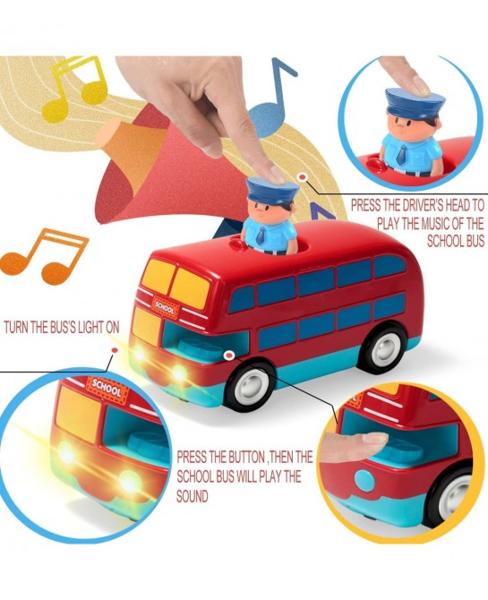 Cartoon Remote Control Cars School Bus RC Radio Remote Control Toys Car School Bus for Toddles Kids Boys Girls 3 4 5 6 7 Year...