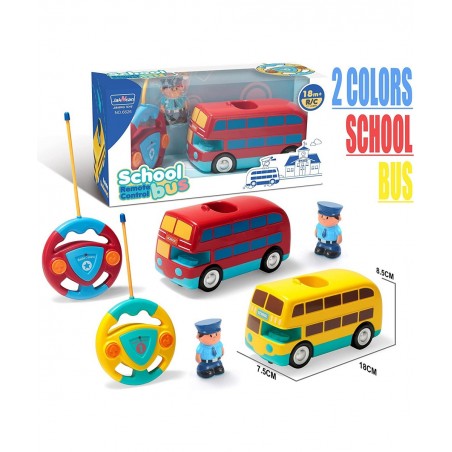 Cartoon Remote Control Cars School Bus RC Radio Remote Control Toys Car School Bus for Toddles Kids Boys Girls 3 4 5 6 7 Year...