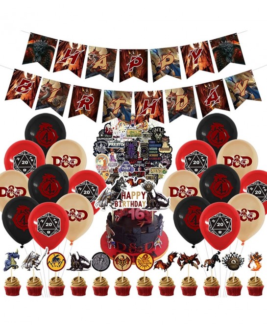 82 Pcs Dungeons and Dragons Birthday Party Supplies Classic Game Boys and girls Party Decorations with Happy Birthday Banner ...