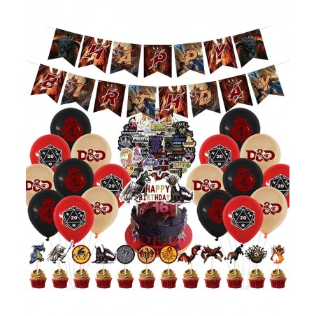 82 Pcs Dungeons and Dragons Birthday Party Supplies Classic Game Boys and girls Party Decorations with Happy Birthday Banner ...