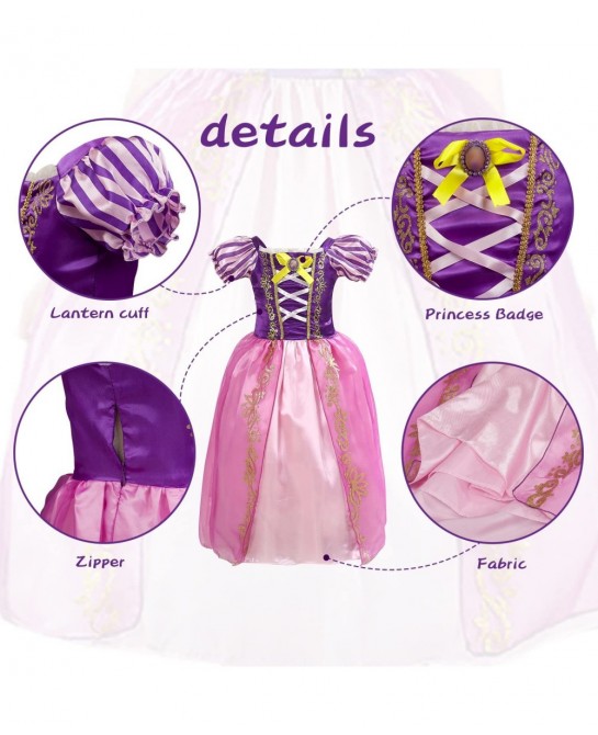 TPMG Princess Rapunzel Dress Tiara for Girls 3T-8Y Kids Halloween Costume Tangled Dress Up Clothes Pretend Play Birthday $31....
