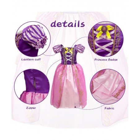 TPMG Princess Rapunzel Dress Tiara for Girls 3T-8Y Kids Halloween Costume Tangled Dress Up Clothes Pretend Play Birthday $31....