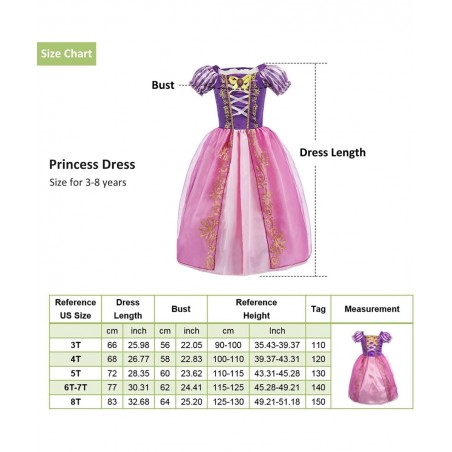 TPMG Princess Rapunzel Dress Tiara for Girls 3T-8Y Kids Halloween Costume Tangled Dress Up Clothes Pretend Play Birthday $31....