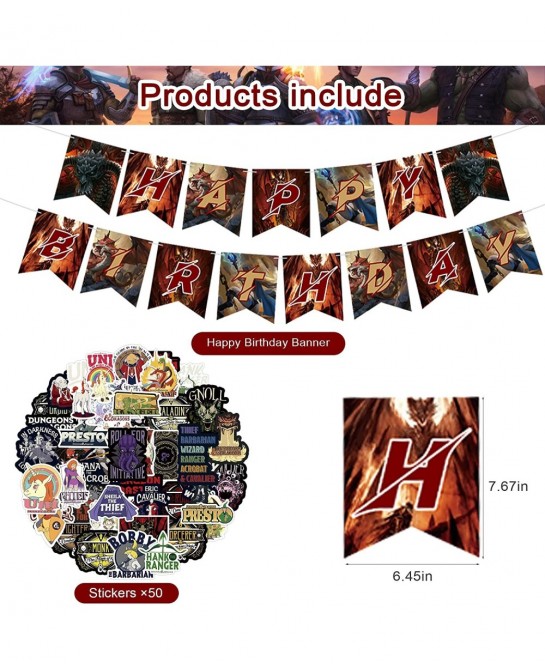 82 Pcs Dungeons and Dragons Birthday Party Supplies Classic Game Boys and girls Party Decorations with Happy Birthday Banner ...