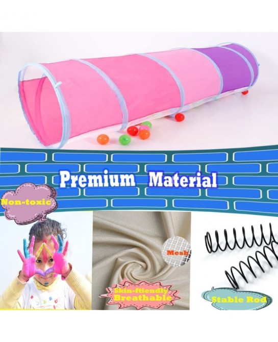 Kids Play Tunnel 5-ft Pop Up Crawling Tunnel Toy Tent for Toddlers Girls Boys Cat or Dogs Indoor and Outdoor Toys or Gifts (P...