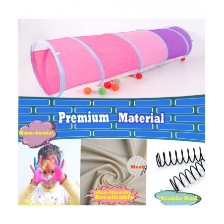 Kids Play Tunnel 5-ft Pop Up Crawling Tunnel Toy Tent for Toddlers Girls Boys Cat or Dogs Indoor and Outdoor Toys or Gifts (P...