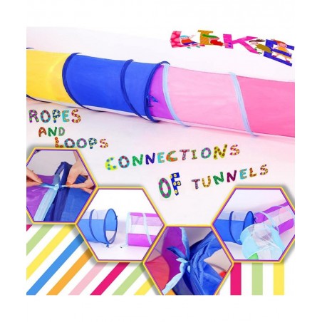 Kids Play Tunnel 5-ft Pop Up Crawling Tunnel Toy Tent for Toddlers Girls Boys Cat or Dogs Indoor and Outdoor Toys or Gifts (P...