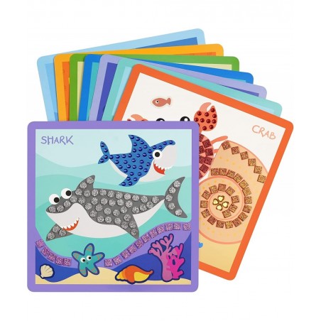 Mosaic Sticker 8 Sheets Ocean Animal Paint by Stickers for Kids Ages 3-8 Preschool Learning Activities Include Shark Crab Sti...