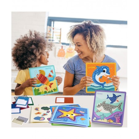 Mosaic Sticker 8 Sheets Ocean Animal Paint by Stickers for Kids Ages 3-8 Preschool Learning Activities Include Shark Crab Sti...