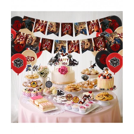 82 Pcs Dungeons and Dragons Birthday Party Supplies Classic Game Boys and girls Party Decorations with Happy Birthday Banner ...