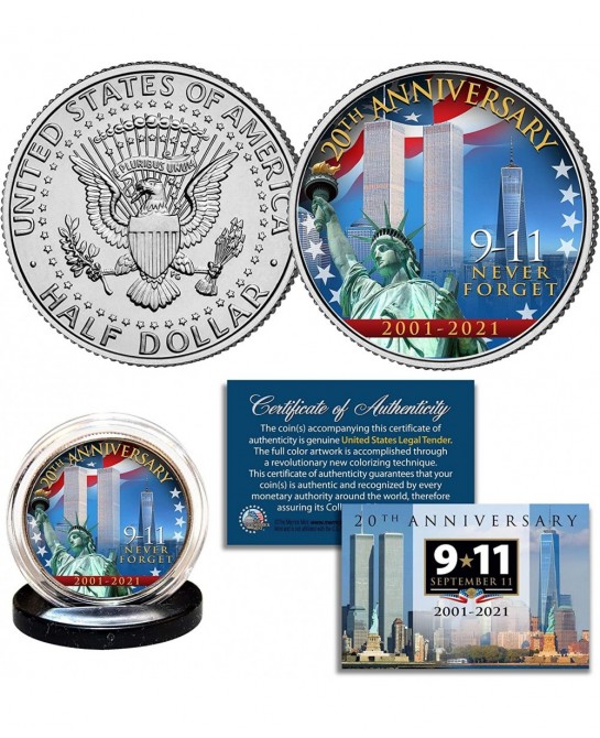World Trade Center 9/11 20th Anniversary 2001-2021 JFK Kennedy Half Dollar Coin WTC with Statue of Liberty $16.70 Fidget Toys