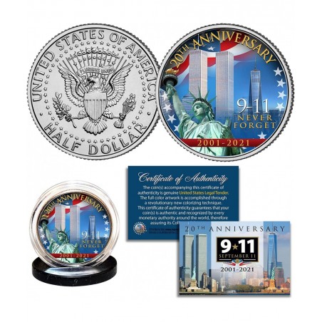 World Trade Center 9/11 20th Anniversary 2001-2021 JFK Kennedy Half Dollar Coin WTC with Statue of Liberty $16.70 Fidget Toys