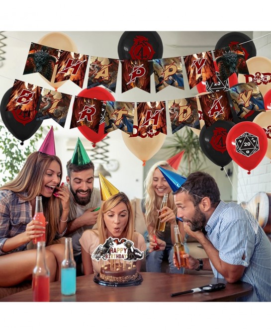 82 Pcs Dungeons and Dragons Birthday Party Supplies Classic Game Boys and girls Party Decorations with Happy Birthday Banner ...