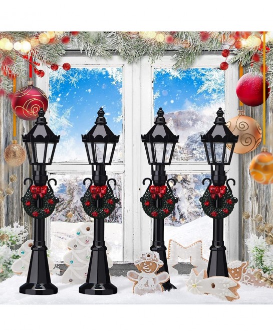 Christmas Village Accessories Christmas Mini Street Light Models Street Miniature Lamp Post Christmas Dollhouse Small Street ...