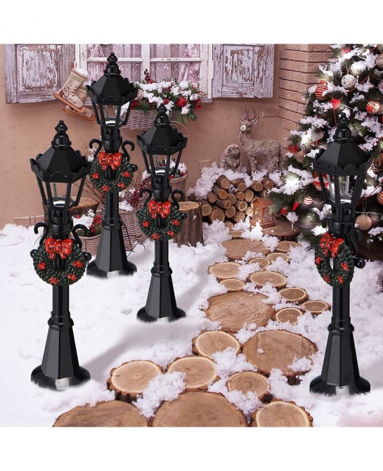 Christmas Village Accessories Christmas Mini Street Light Models Street Miniature Lamp Post Christmas Dollhouse Small Street ...