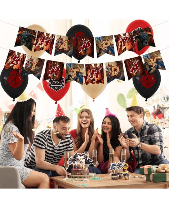 82 Pcs Dungeons and Dragons Birthday Party Supplies Classic Game Boys and girls Party Decorations with Happy Birthday Banner ...