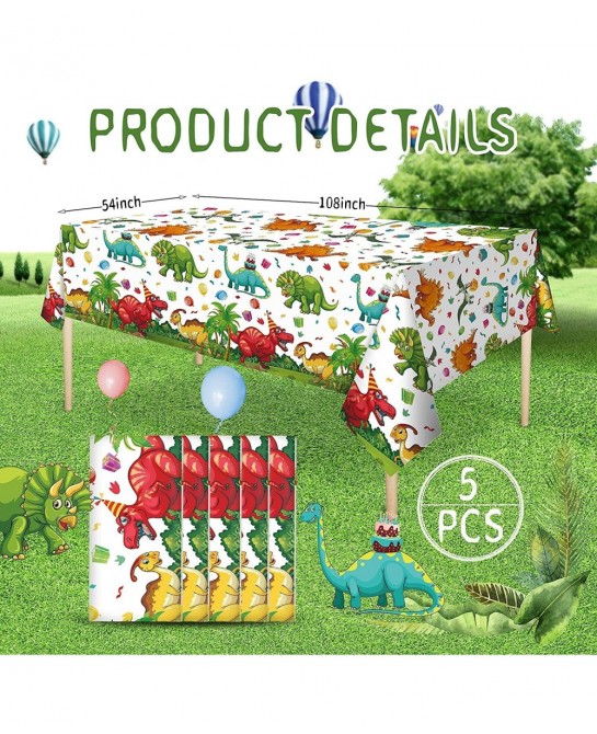 Dinosaur Tablecloth Dinosaur Party Table Cover Disposable Plastic Waterproof Dino Print Table Cloth for Birthday Party Suppli...
