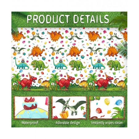 Dinosaur Tablecloth Dinosaur Party Table Cover Disposable Plastic Waterproof Dino Print Table Cloth for Birthday Party Suppli...