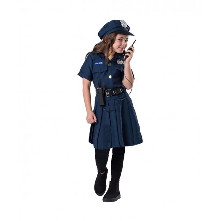 Girl's Police Officer Costume - Halloween Cop Costume for Kids - Dress Cap and Belt Set $44.44 Kids' Costumes
