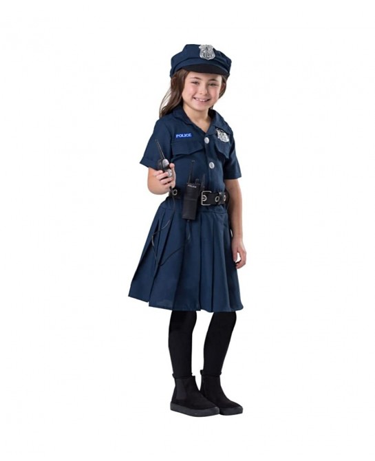 Girl's Police Officer Costume - Halloween Cop Costume for Kids - Dress Cap and Belt Set $44.44 Kids' Costumes