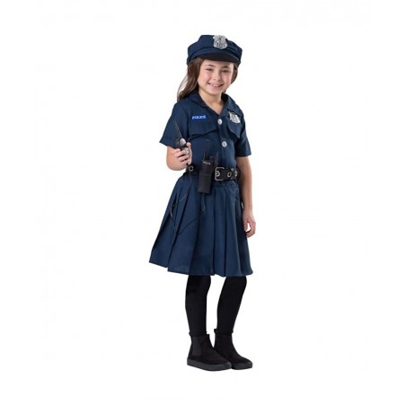 Girl's Police Officer Costume - Halloween Cop Costume for Kids - Dress Cap and Belt Set $44.44 Kids' Costumes