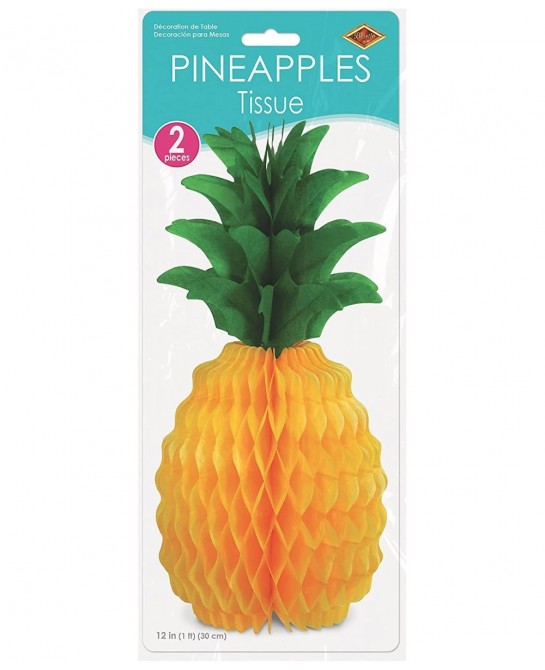 2 Piece Tissue Pineapples Luau Centerpiece Party Decorations 12" Yellow/Green $15.90 Kids' Party Decorations