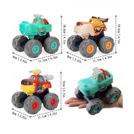 Baby Monster Trucks Toy for 1 2 3 Year Olds - Pull Back Cars Push and Go Friction Powered Toy Cars for Boys Trucks for Toddle...