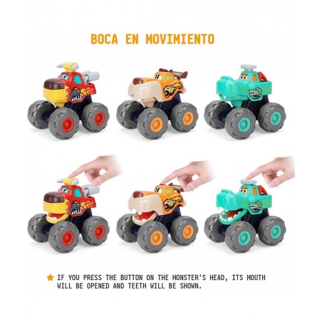Baby Monster Trucks Toy for 1 2 3 Year Olds - Pull Back Cars Push and Go Friction Powered Toy Cars for Boys Trucks for Toddle...