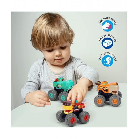 Baby Monster Trucks Toy for 1 2 3 Year Olds - Pull Back Cars Push and Go Friction Powered Toy Cars for Boys Trucks for Toddle...