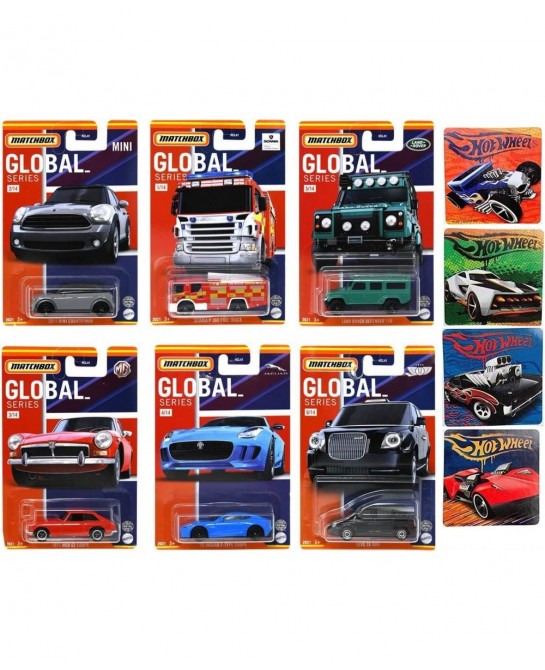 Set of 6 Matchbox Global Series Theme Car Set Scania Fire Truck Landrover MGB Coupe Jaguar F-Type Vehicles Action Toy Collect...