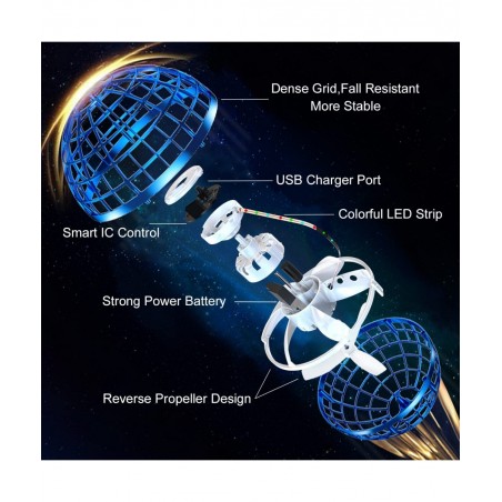 Flying Orb Ball Galactic Fidget Spinner - 2022 Upgraded Cosmic Globe Hover Ball for Kids and Adults Boomerang Ball Toy for Ou...