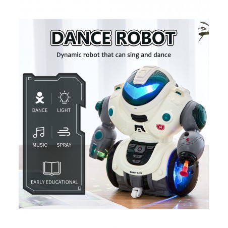 Kid Robot Toys for Boys Girls Dancing Singing Walking Talking Sliding Robot with Colorful LED and Spray Electronic Toys Inter...