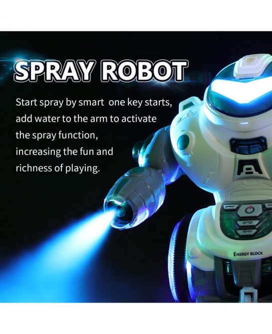 Kid Robot Toys for Boys Girls Dancing Singing Walking Talking Sliding Robot with Colorful LED and Spray Electronic Toys Inter...