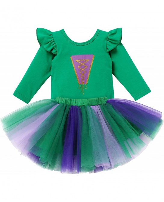 Baby Girls Sanderson Sisters Witch Costume First Halloween 1st Birthday Outfit Long Sleeve Romper Tutu Skirt Set Toddler Litt...