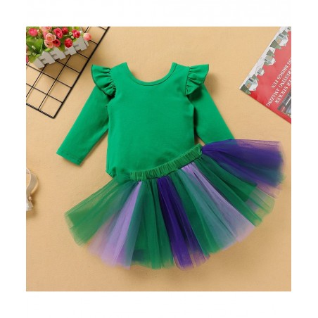 Baby Girls Sanderson Sisters Witch Costume First Halloween 1st Birthday Outfit Long Sleeve Romper Tutu Skirt Set Toddler Litt...