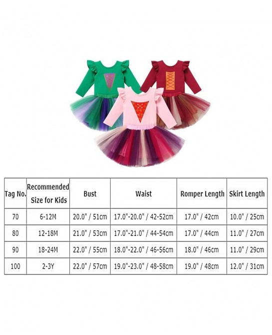 Baby Girls Sanderson Sisters Witch Costume First Halloween 1st Birthday Outfit Long Sleeve Romper Tutu Skirt Set Toddler Litt...